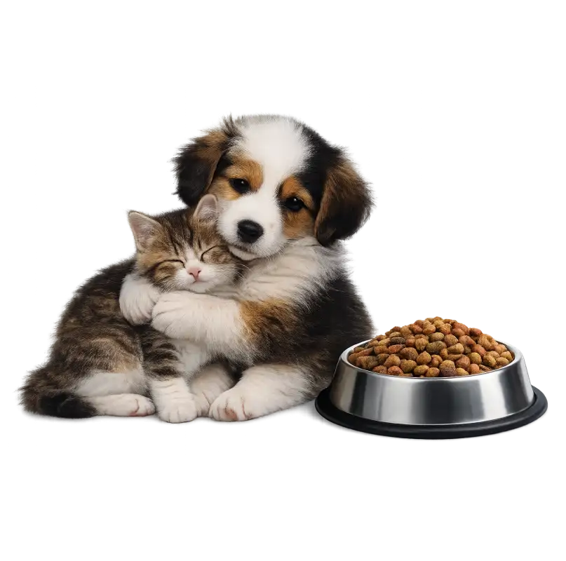 cat and dog cuddle